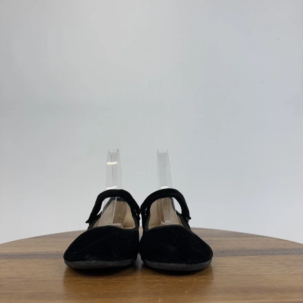 Big Kids Childrenschic Cassie Black Velvet Formal Mary Jane Flats Size EU 34 GUC